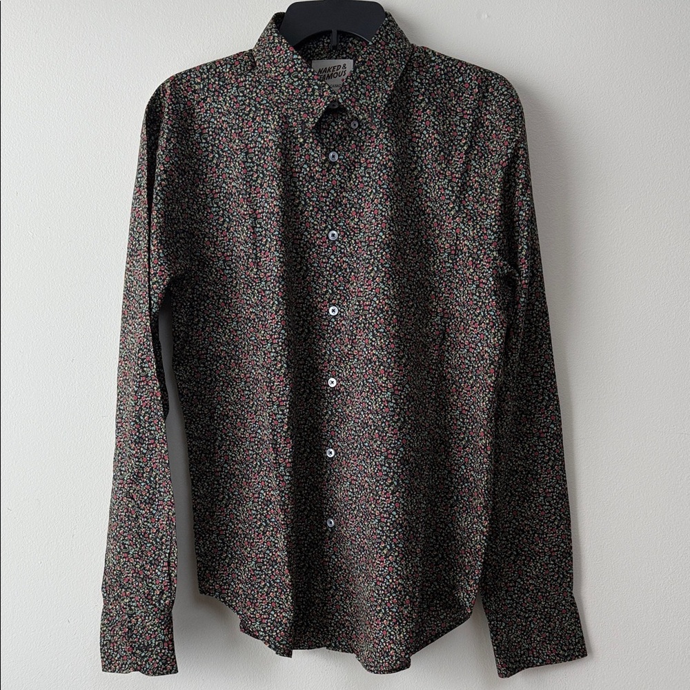 Men's Black Floral Button Down Shirt